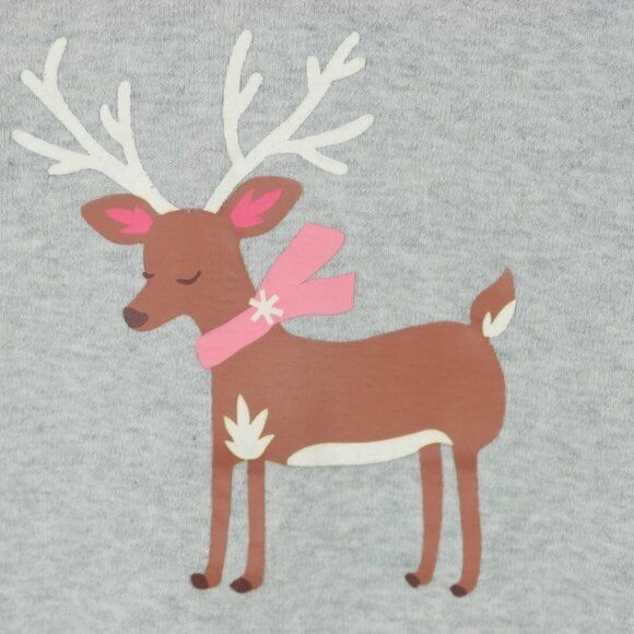 American Girl Girls Size 8 Gray Red Reindeer Graphic Long Sleeve Pajama Top - Picture 5 of 8